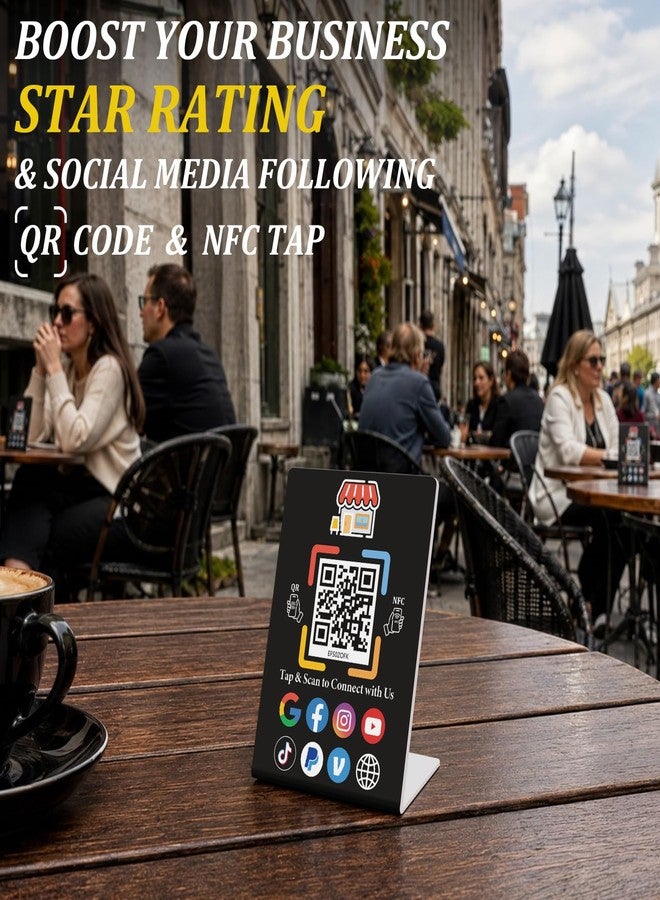 Effasaflink Smart NFC & QR Code Sign Stand - Digital Business Card & Social Media Sign Stand, No App Needed, No Monthly Fee - Link to Payment, Menu, Reviews, Social Media for Restaurants & Stores, Compatible with Google,Facebook,Instagram, etc - 1pc - Image 3