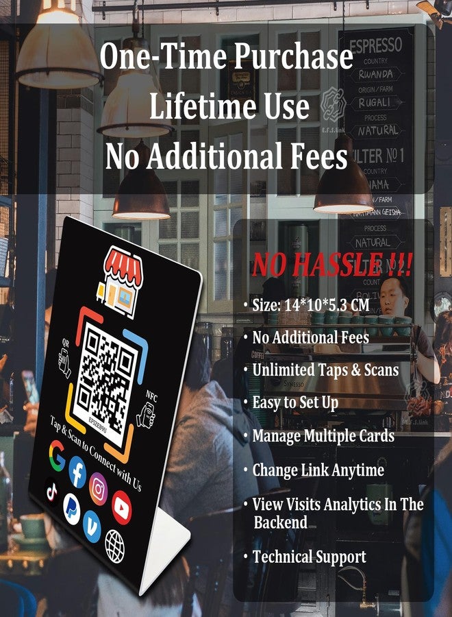 Effasaflink Smart NFC & QR Code Sign Stand - Digital Business Card & Social Media Sign Stand, No App Needed, No Monthly Fee - Link to Payment, Menu, Reviews, Social Media for Restaurants & Stores, Compatible with Google,Facebook,Instagram, etc - 1pc - Image 5