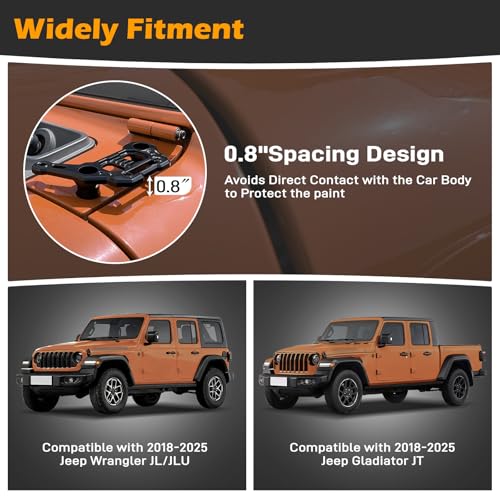 KANGIKX Gladiator Light Mount Pod Bracket - Wrangler JL Light Bar Hood Mounting Brackets, A-Pillar LED Fog Light Ditch Mount Compatible with 2018-2025 Jeep Wrangler JL JLU 4xe Gladiator JT Accessories - Black - Image 5