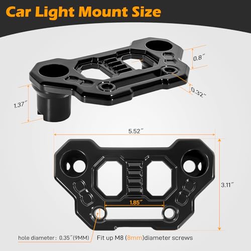 KANGIKX Gladiator Light Mount Pod Bracket - Wrangler JL Light Bar Hood Mounting Brackets, A-Pillar LED Fog Light Ditch Mount Compatible with 2018-2025 Jeep Wrangler JL JLU 4xe Gladiator JT Accessories - Black - Image 2