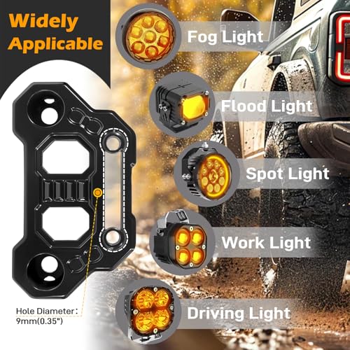 KANGIKX Gladiator Light Mount Pod Bracket - Wrangler JL Light Bar Hood Mounting Brackets, A-Pillar LED Fog Light Ditch Mount Compatible with 2018-2025 Jeep Wrangler JL JLU 4xe Gladiator JT Accessories - Black - Image 4
