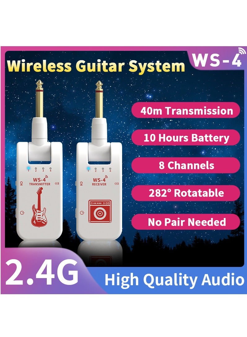 Generic 2.4G Wireless Guitar System with Rechargeable Transmitter and Receiver For Electric Guitar Bass Violin White  - Image 3