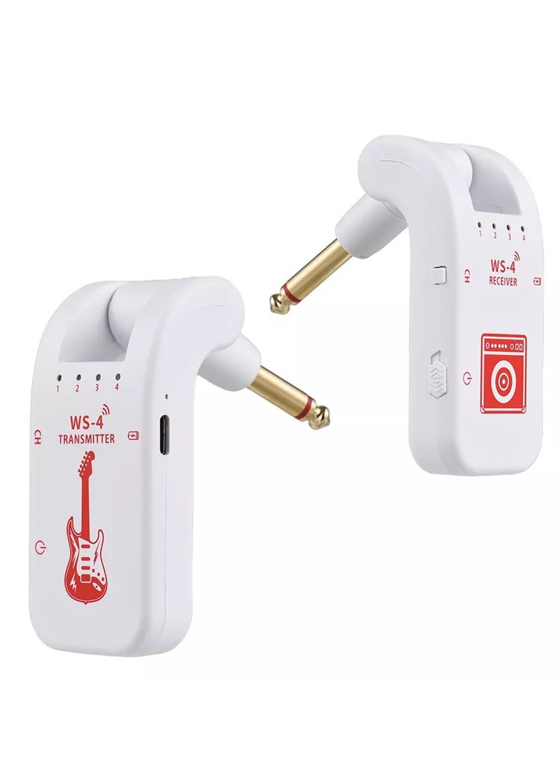 Generic 2.4G Wireless Guitar System with Rechargeable Transmitter and Receiver For Electric Guitar Bass Violin White  - Image 1