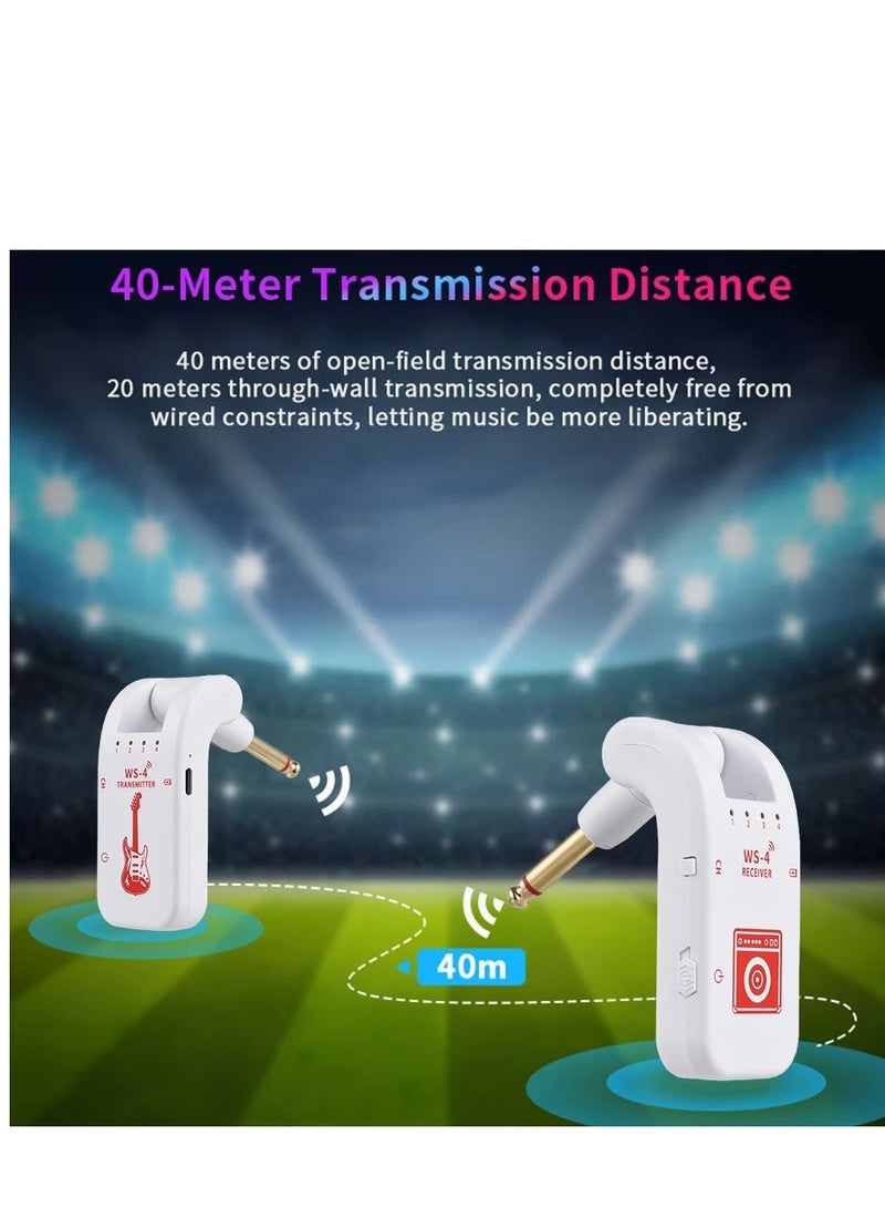 Generic 2.4G Wireless Guitar System with Rechargeable Transmitter and Receiver For Electric Guitar Bass Violin White  - Image 5