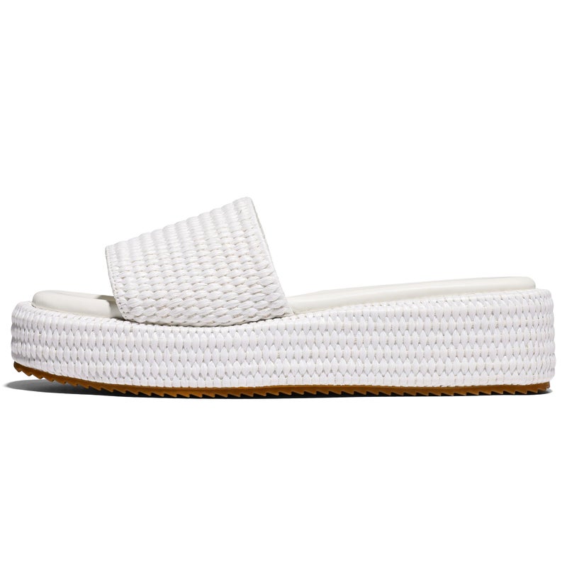 EQAUDES Platform Sandals Women Summer Wedge Espadrilles Comfortable White Beach Raffia Sandal Cute Straw Woven Vacation Sandals Dressy - Image 1