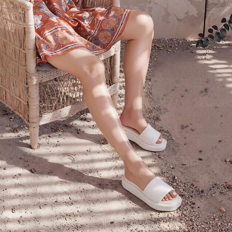EQAUDES Platform Sandals Women Summer Wedge Espadrilles Comfortable White Beach Raffia Sandal Cute Straw Woven Vacation Sandals Dressy - Image 4