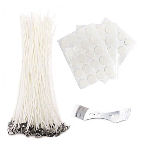 EricX Light 8 inch Candle Wick with Candle Wick Stickers and Candle Wick Centering Device,60 pcs for Candle Making - Image 2