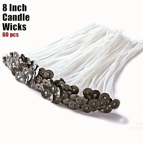 EricX Light 8 inch Candle Wick with Candle Wick Stickers and Candle Wick Centering Device,60 pcs for Candle Making - Image 3