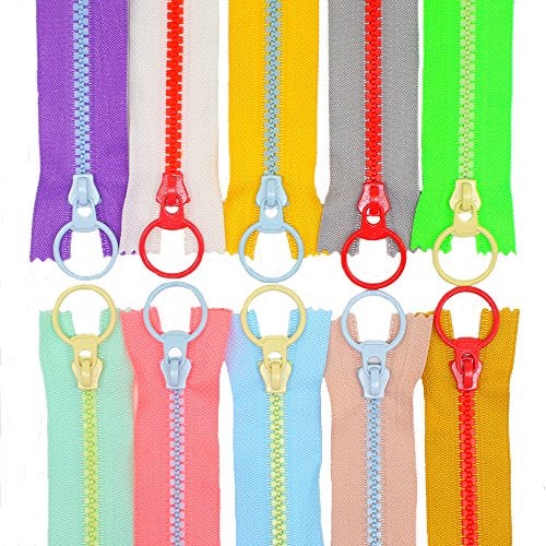 YaHoGa 10PCS 20 Inch 50CM 5 Plastic Zippers with Lifting Ring Pull Close End Resin Zippers for DIY Sewing Craft Bags Garment 20 CE - Image 1