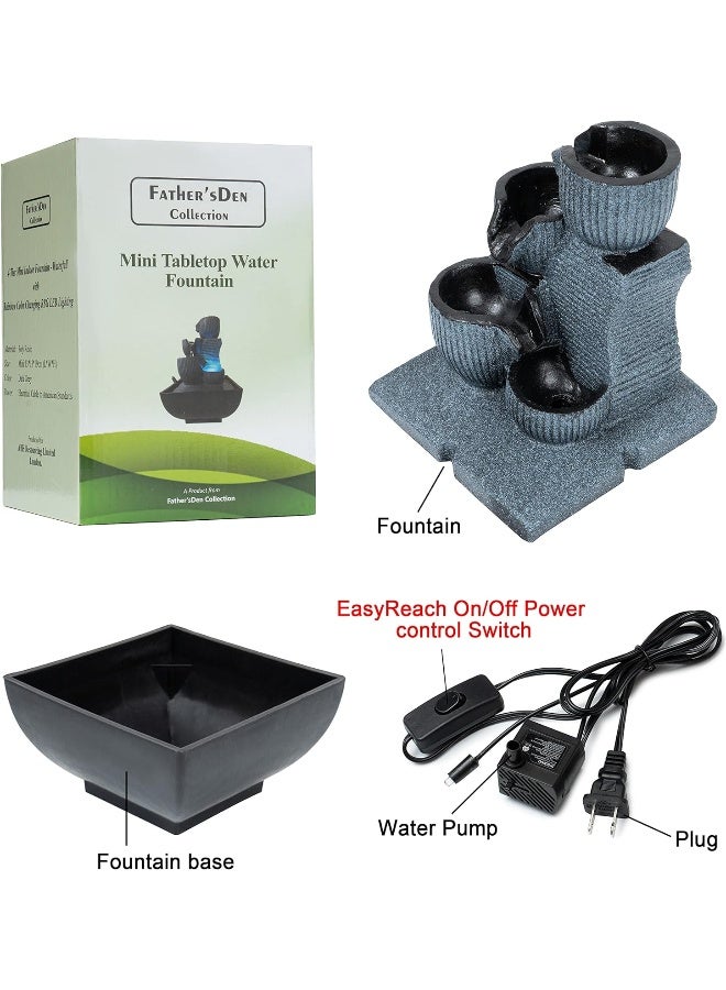 Father'Sden Collection Desktop Water Fountain-Tabletop Fountain Indoor For Bedroom-Living Room-5-Tier Waterfall Fountain Indoor With Changing Rgb Color Led Lighting-Relaxing Feng Shui Water Sounds  - Image 1