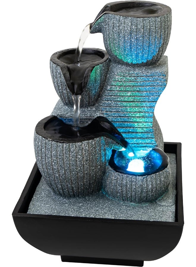 Father'Sden Collection Desktop Water Fountain-Tabletop Fountain Indoor For Bedroom-Living Room-5-Tier Waterfall Fountain Indoor With Changing Rgb Color Led Lighting-Relaxing Feng Shui Water Sounds  - Image 2