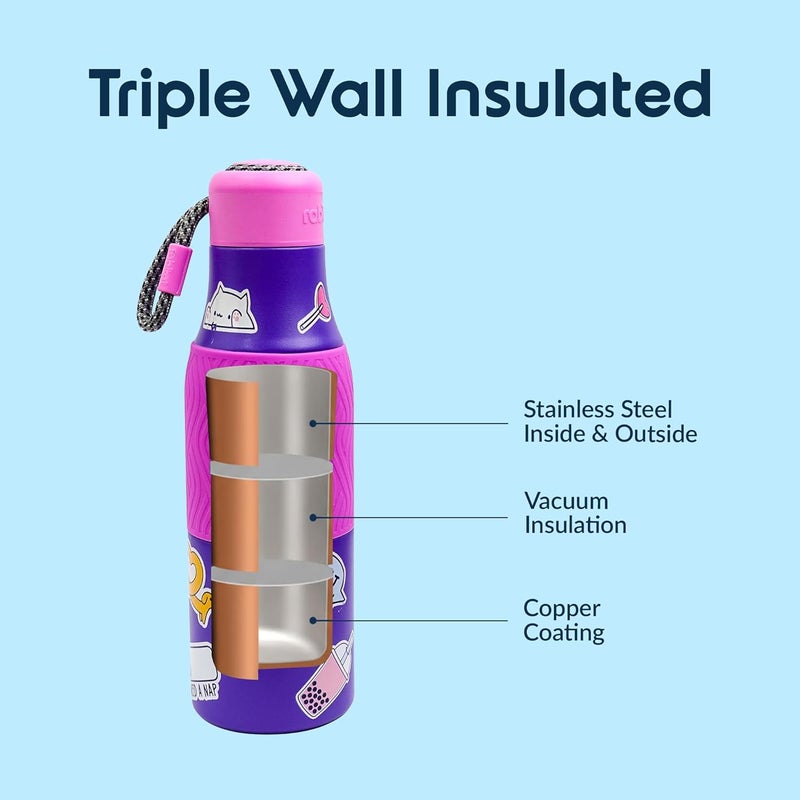 Rabitat ZAPPY Premium Vaccum Insulated Water Bottle 700ml Violet Rover | Hot & Cold Stainless Steel Leakproof Water Bottle for Kids | Sipper for Kids | BPA Free | Rust Proof | ISI Certifed - Image 5