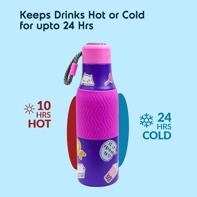 Rabitat ZAPPY Premium Vaccum Insulated Water Bottle 700ml Violet Rover | Hot & Cold Stainless Steel Leakproof Water Bottle for Kids | Sipper for Kids | BPA Free | Rust Proof | ISI Certifed - Image 4