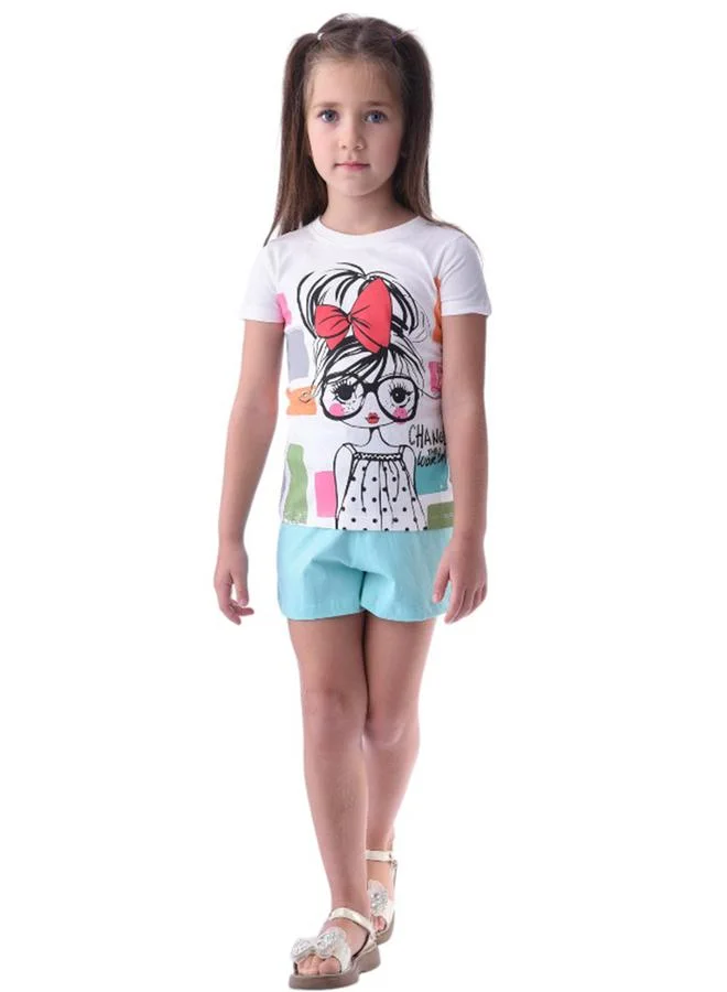 فكتور اند جين Girl Graphic Print T-Shirt & Shorts Set by Styli