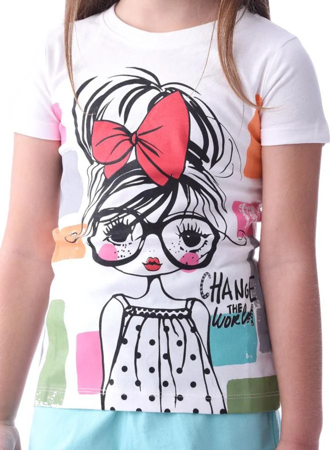 فكتور اند جين Girl Graphic Print T-Shirt & Shorts Set by Styli