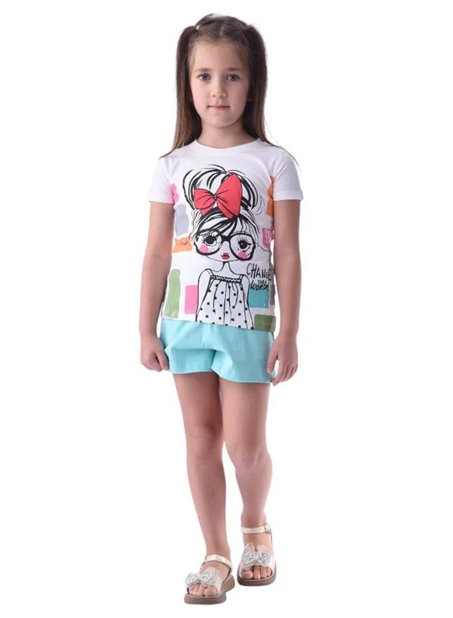 فكتور اند جين Girl Graphic Print T-Shirt & Shorts Set by Styli