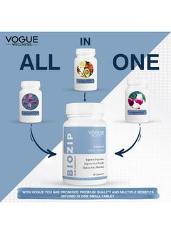 Vogue Wellness Biozip Daily Probiotic + Prebiotic | Plant Based | 4 Billion Cfu, 6 Strains For Men & Women With Prebiotic Fiber For Best Digestion, Gut Health, Metabolism | 240 Capsules (10 X 24 Capsules)  - Image 3