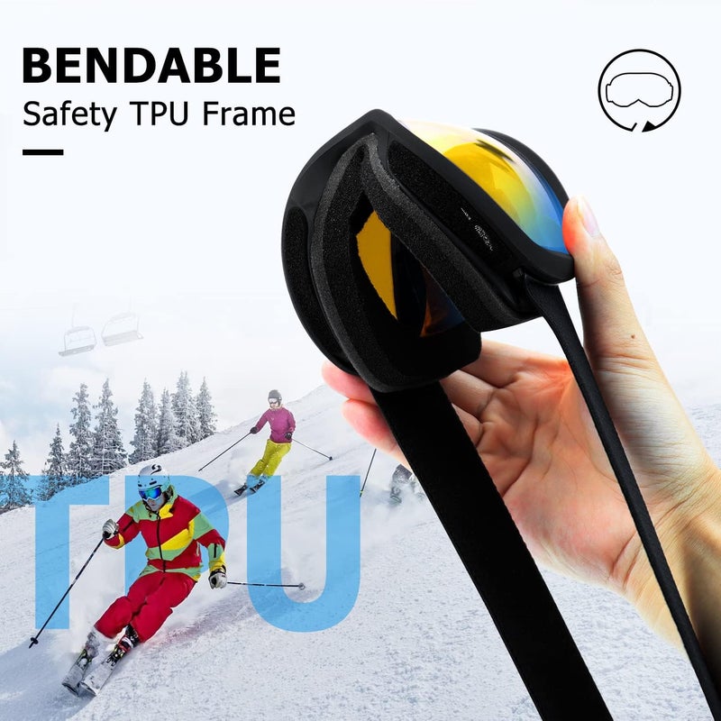 AVV Store OTG Ski Goggles for Men Women With Anti-Fog Dual Layer lens, UV400 Snow Goggle for Snowboarding Snowmobiling Skating - Image 4