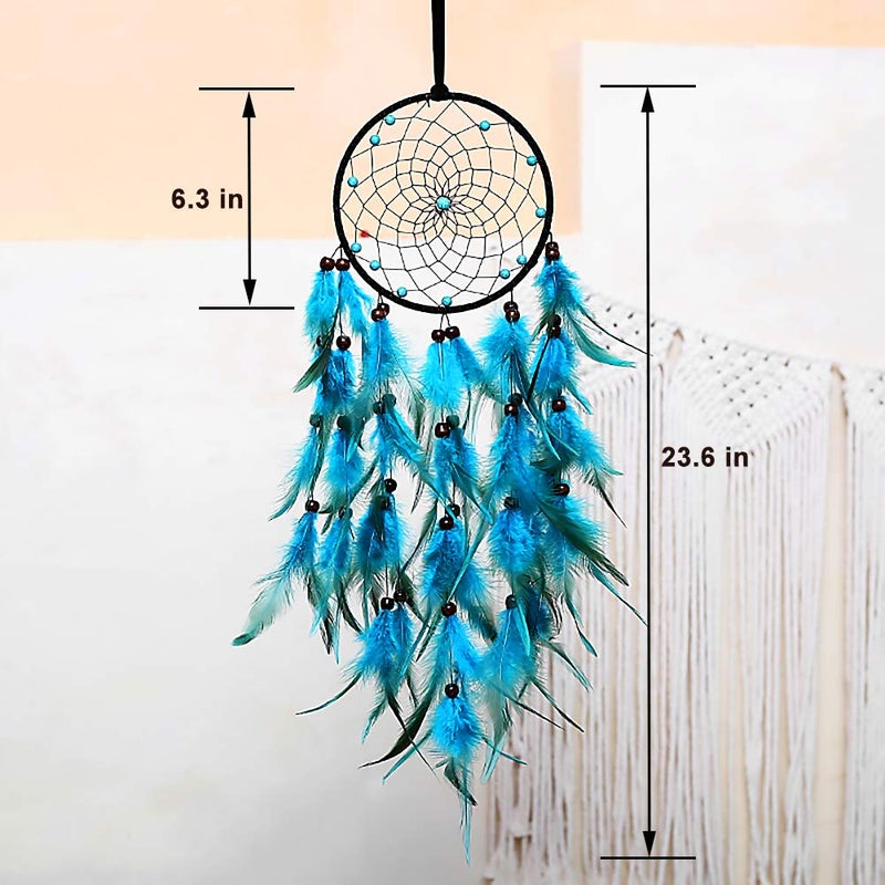 MOONFLY Dream Catchers Handmade Traditional Feather Hanging Home Wall Decoration DÃ©cor Ornament Craft Native American Style (Blue Feather) - Image 4