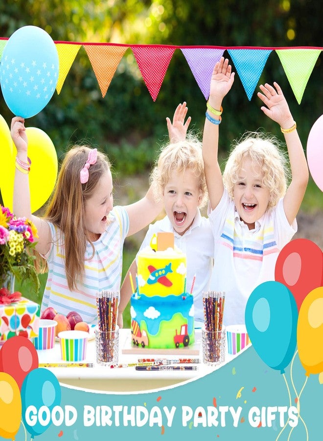 Sabary 48 Pcs Happy Birthday Pencils Rubber Bracelets Set Birthday Party Favors Pencils Silicone Wristbands Bracelet for Kids Students Teachers Classroom Reward Gifts(Cute Style) - Image 4