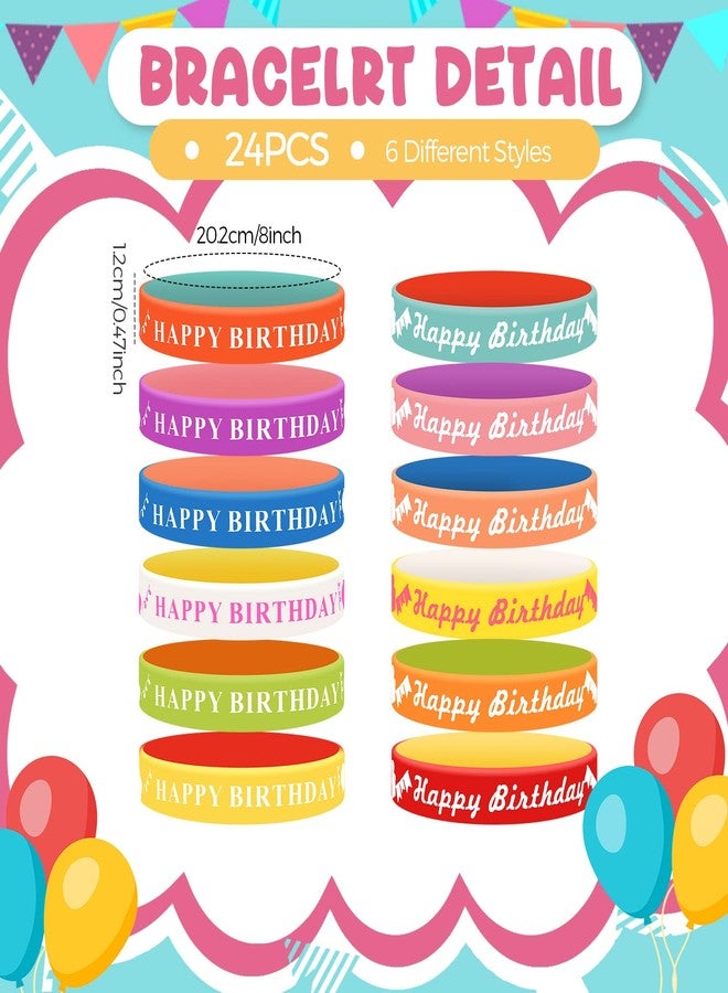 Sabary 48 Pcs Happy Birthday Pencils Rubber Bracelets Set Birthday Party Favors Pencils Silicone Wristbands Bracelet for Kids Students Teachers Classroom Reward Gifts(Cute Style) - Image 3
