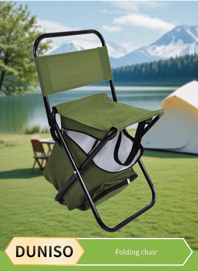 DUNISO Portable Folding Beach Chair, Multi Purpose Camping Chair For Adult,Outdoor Fishing Chair，With Handle，Backrest And Ice Pack, Capable Of Bearing 100 Kilograms, 35 * 28 * 58cm  - Image 1