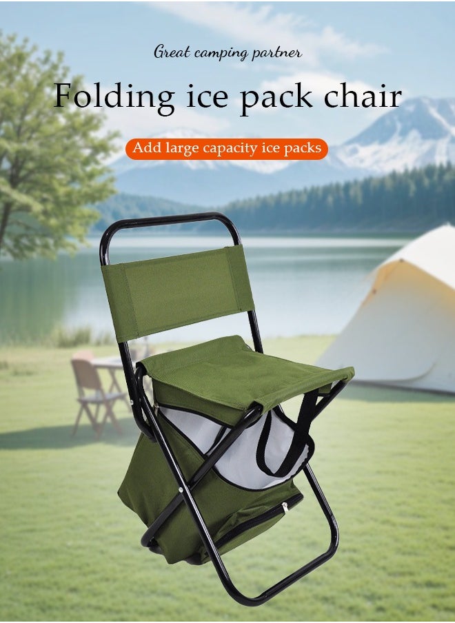 DUNISO Portable Folding Beach Chair, Multi Purpose Camping Chair For Adult,Outdoor Fishing Chair，With Handle，Backrest And Ice Pack, Capable Of Bearing 100 Kilograms, 35 * 28 * 58cm  - Image 3