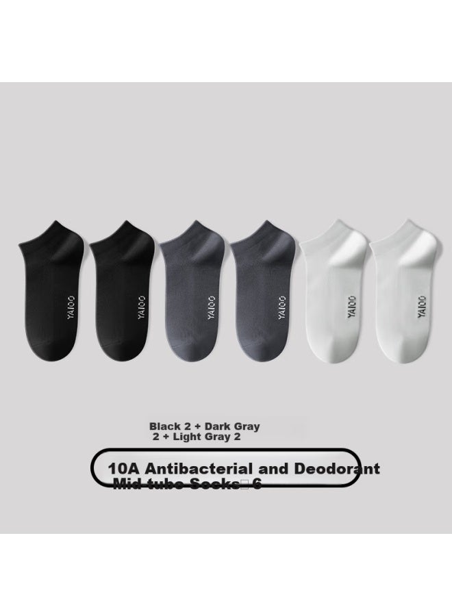 Yalu 6 Pairs Men'S Summer Thin Short Socks 10A Antibacterial Odor-Resistant Breathable Men'S Boat Socks Sports Men'S Cotton Socks - Image 3