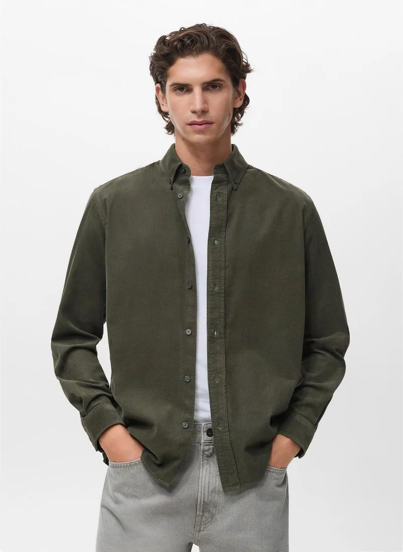 Mango Man Classic-fit micro-corduroy shirt