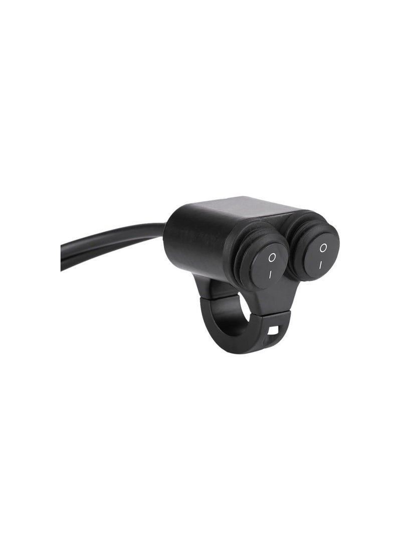 22mm Universal Motorcycle Handlebar Headlight Brake Fog Lights Horn Dual Control Button Switch(B)
