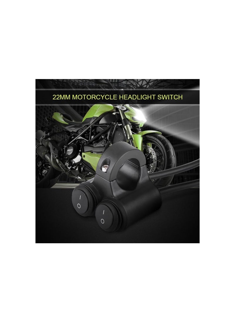 22mm Universal Motorcycle Handlebar Headlight Brake Fog Lights Horn Dual Control Button Switch(B)