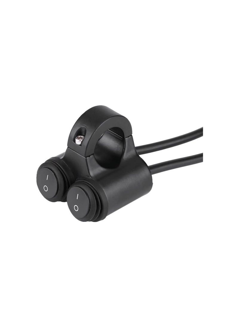 22mm Universal Motorcycle Handlebar Headlight Brake Fog Lights Horn Dual Control Button Switch(B)
