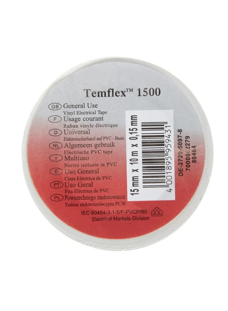 TEMFLEX Premium Electrical Vinyl Insulation Tape Size 15mm x 10m x 0.15mm Flexible for General and Professional Use Multi Purpose Weather and Heat Resistant Adhesive - Image 2