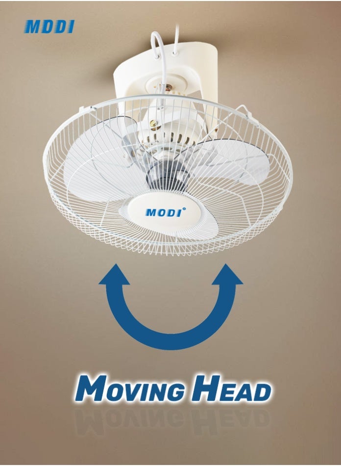 مودي مروحة طاولة قابلة للتركيب على الحائط، مقاس 16 بوصة، مزودة بثلاث سرعات، مع اهتزاز وشبكة أمان، وتشغيل هادئ بقوة 45 وات، مناسبة لغرف النوم والمكتب ودوران الهواء في المنزل - Image 5