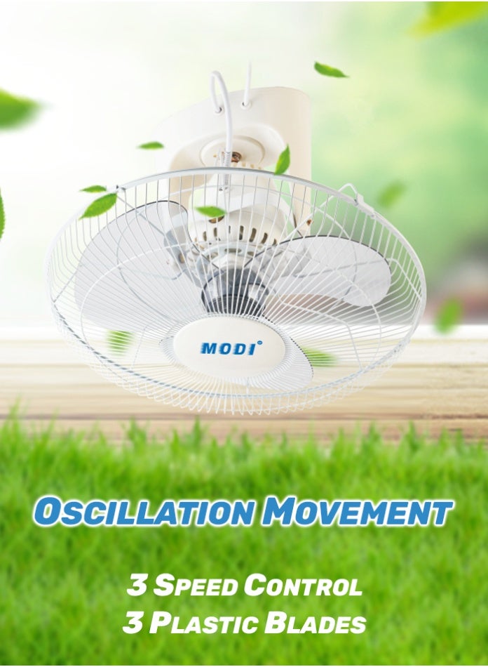 مودي مروحة طاولة قابلة للتركيب على الحائط، مقاس 16 بوصة، مزودة بثلاث سرعات، مع اهتزاز وشبكة أمان، وتشغيل هادئ بقوة 45 وات، مناسبة لغرف النوم والمكتب ودوران الهواء في المنزل - Image 4