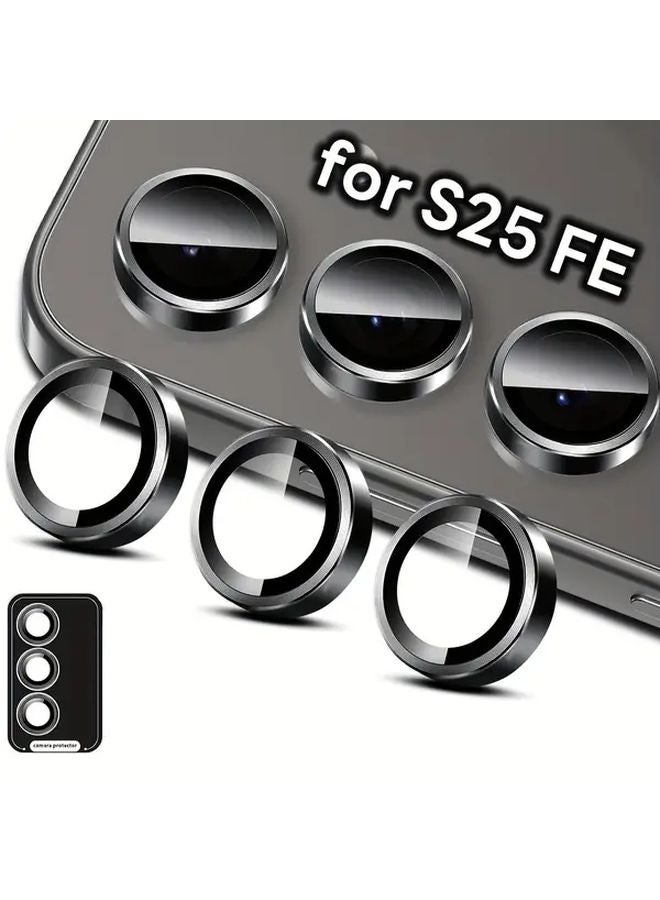 Samsung Galaxy S25 FE Camera Lens Protector 1 Set Tempered Glass Black - Image 1