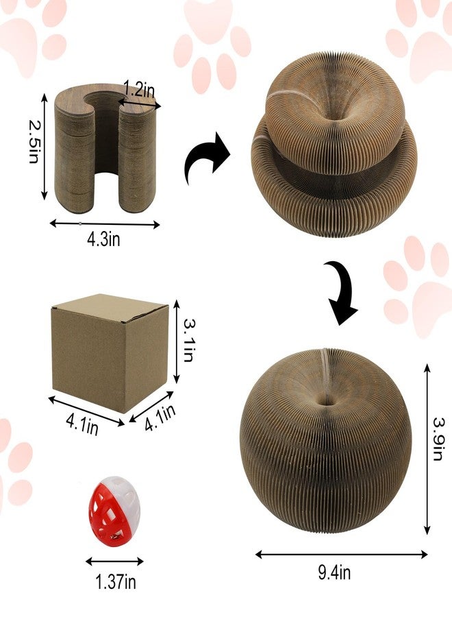 Andiker Magic Organ Cat Scratching Board, Corrugated Paper Cat Scratcher with Jingly Ball for Playing Scratching Paws, Foldable Grinding Cat Toys for Indoor Cats for Mental & Physical Exercise(Wood) - Image 2
