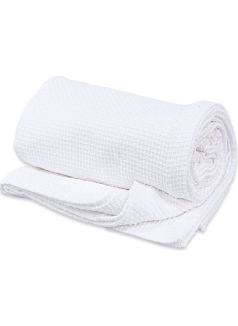 Private Label - White Single Hotel Type 100% Cotton Cotton Pique Blanket 160 x 220 cm - Image 1