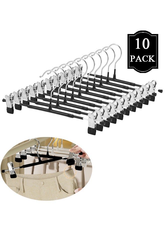 10 Pack Adjustable Multifunction Hangers with Clips for Pants, Skirts, Bras, Socks and Towels（Black）  - Image 1