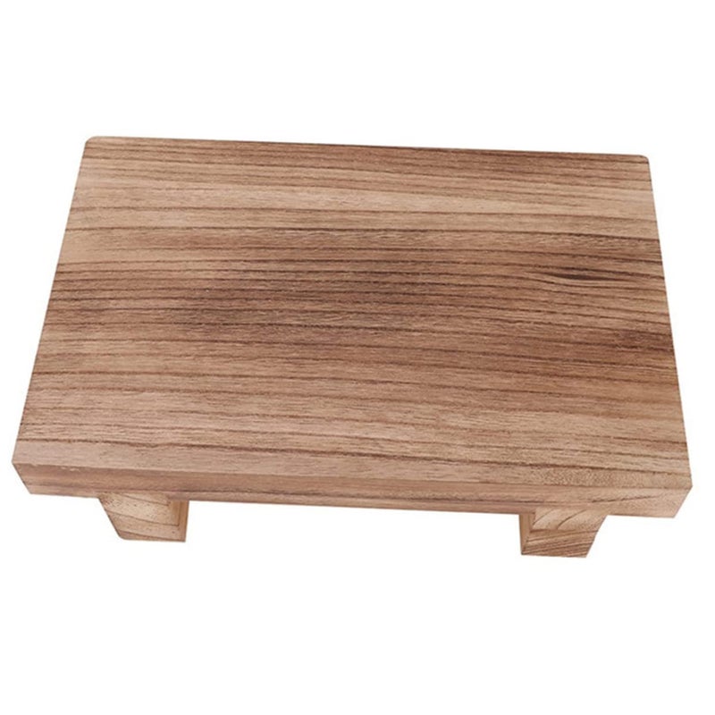 Khaki Wooden Step Stool For Bathroom Kitchen Sturdy Footrest Bench 25X18X7CM - Image 2