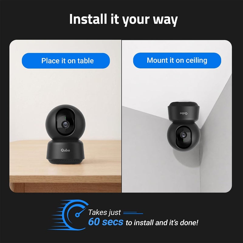 Qubo Smart Home Security WiFi Camera (Black) by Hero Group| Weather Resistant | Intruder Alarm System | 1080p Full HD 2MP Camera | Works with Alexa & Google - Image 4