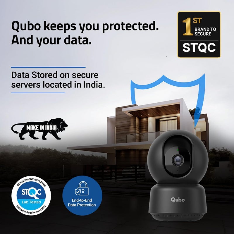 Qubo Smart Home Security WiFi Camera (Black) by Hero Group| Weather Resistant | Intruder Alarm System | 1080p Full HD 2MP Camera | Works with Alexa & Google - Image 3