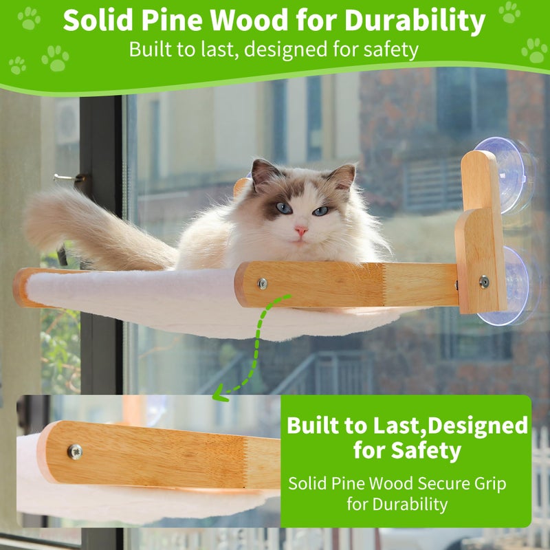 Aloxina Cat Window Perch with Wooden Frame â€“ Aloxina Foldable Cat Hammock Bed for Indoor Cats, Soft Rabbit Fur Cover, Washable, Strong Suction Cups, No Drilling, Supports Large Cats - Image 2
