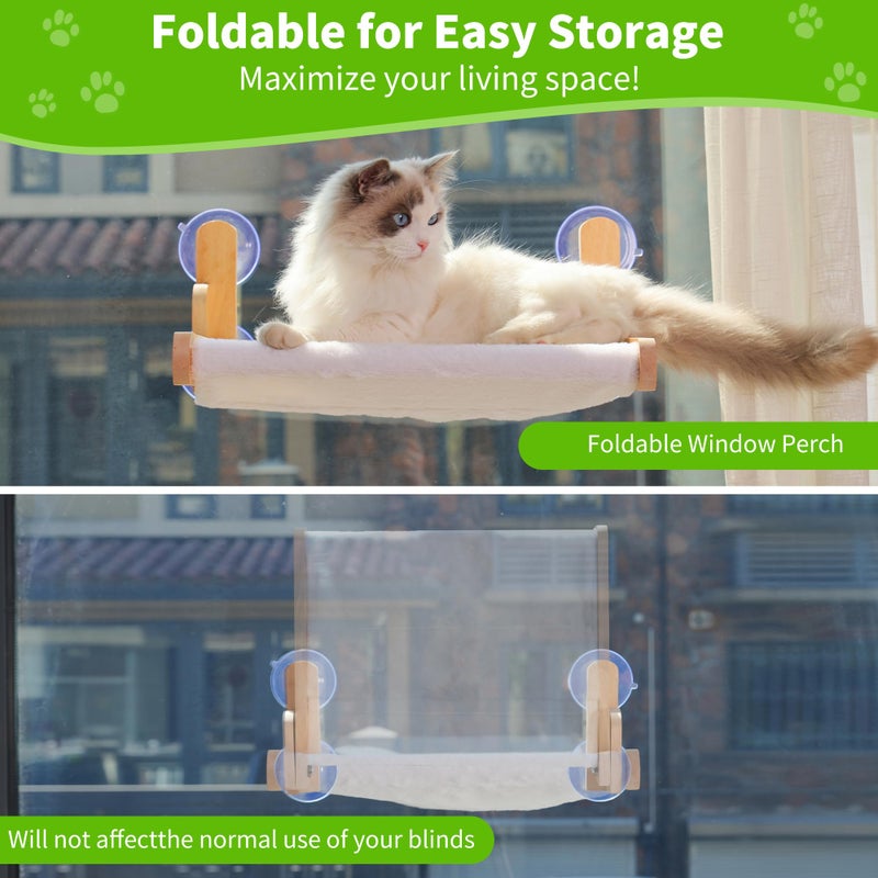 Aloxina Cat Window Perch with Wooden Frame â€“ Aloxina Foldable Cat Hammock Bed for Indoor Cats, Soft Rabbit Fur Cover, Washable, Strong Suction Cups, No Drilling, Supports Large Cats - Image 5