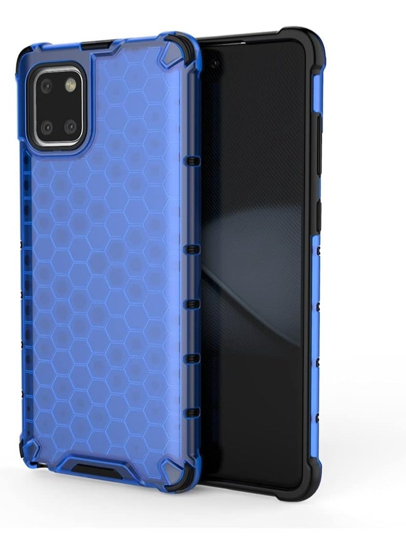 جراب حماية بتصميم خلية النحل، مقاوم للصدمات مع حماية للكاميرا متوافق مع Samsung Galaxy Note 10 Lite (ازرق) - Image 1