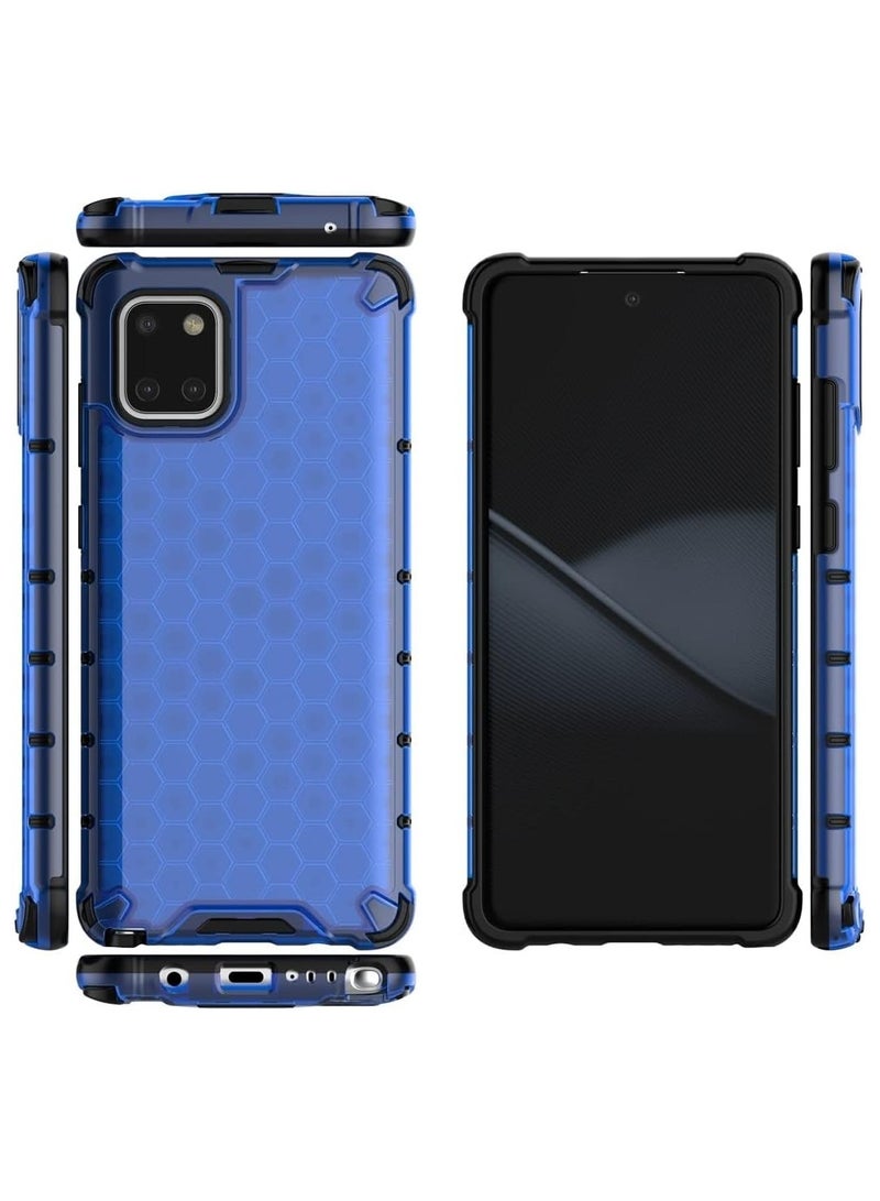 جراب حماية بتصميم خلية النحل، مقاوم للصدمات مع حماية للكاميرا متوافق مع Samsung Galaxy Note 10 Lite (ازرق) - Image 2