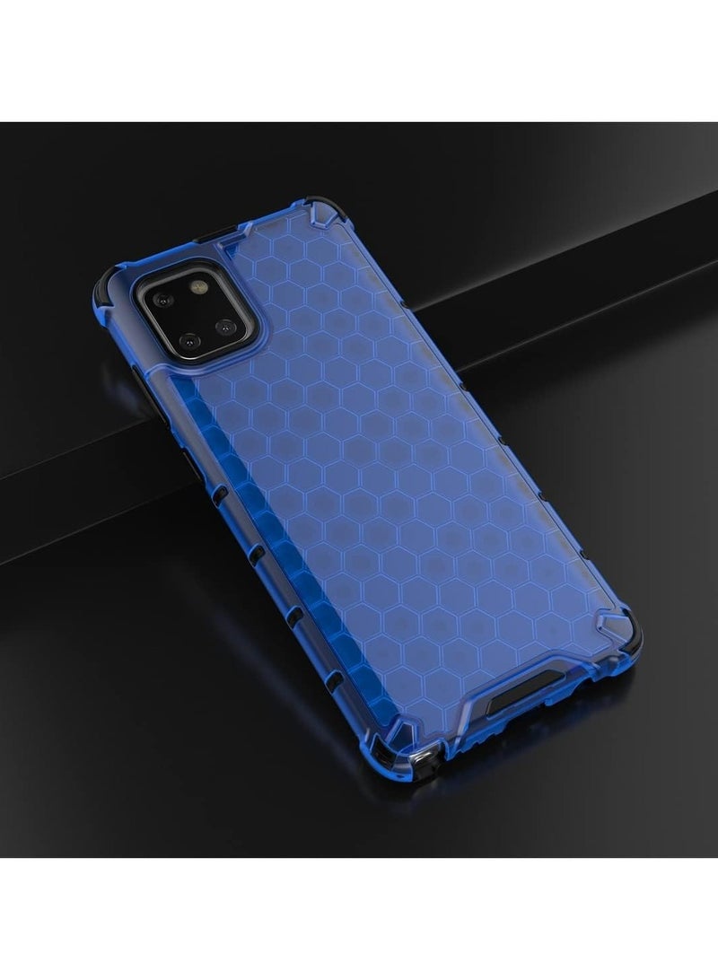 جراب حماية بتصميم خلية النحل، مقاوم للصدمات مع حماية للكاميرا متوافق مع Samsung Galaxy Note 10 Lite (ازرق) - Image 3
