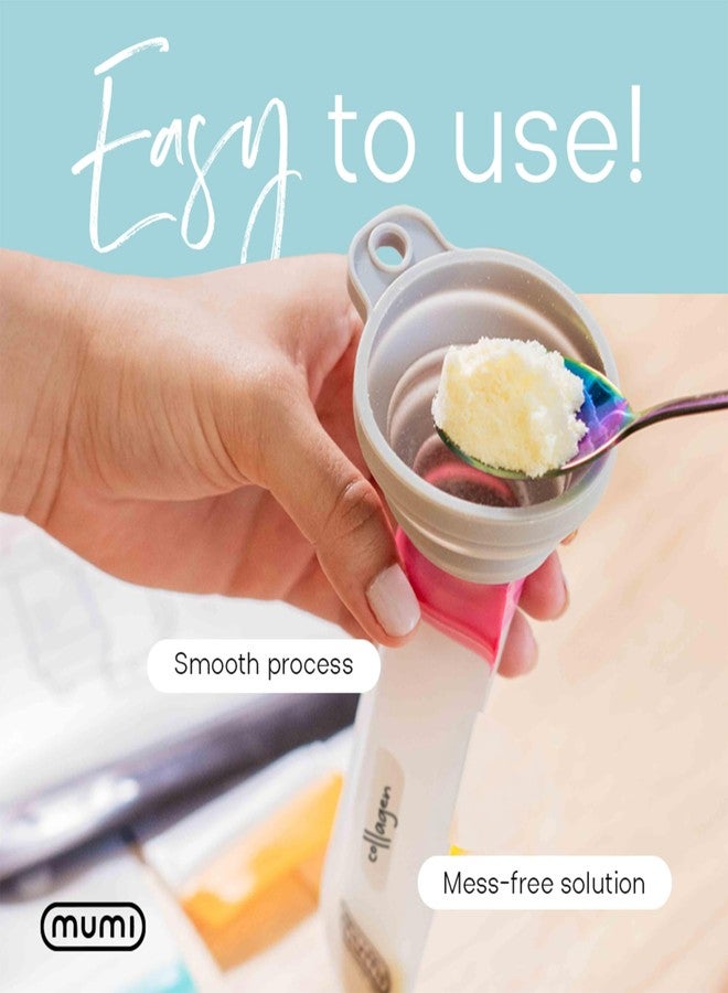 MUMI Single Dose Kit - 7pc (2.36” x 6.14”) Reusable Protein Powder Travel Container Packets with Zip-Up Bag (8” x 5”) & Funnel | Protein Powder Container to Go, Travel Powder Containers & Organizer - Image 3