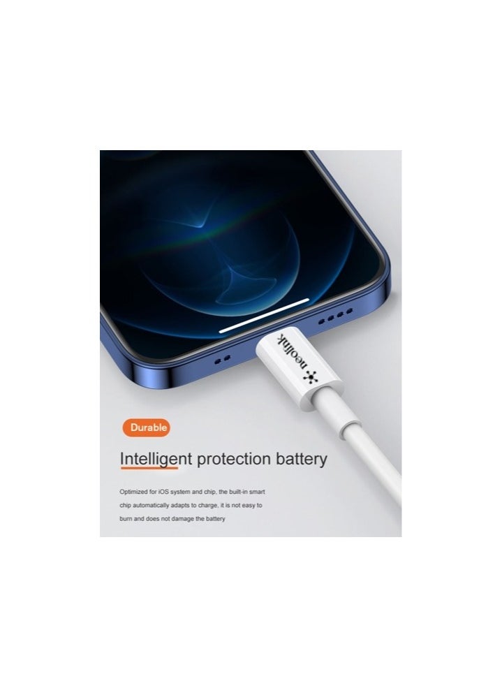 neolink - NEOLINK Type C to Lightning 20W 3A High Speed Data Transfer 480Mbps Cable CE Certified Fast Charging Cords Compatible with iPhones/Airpods/Car Chargers - White - Image 1