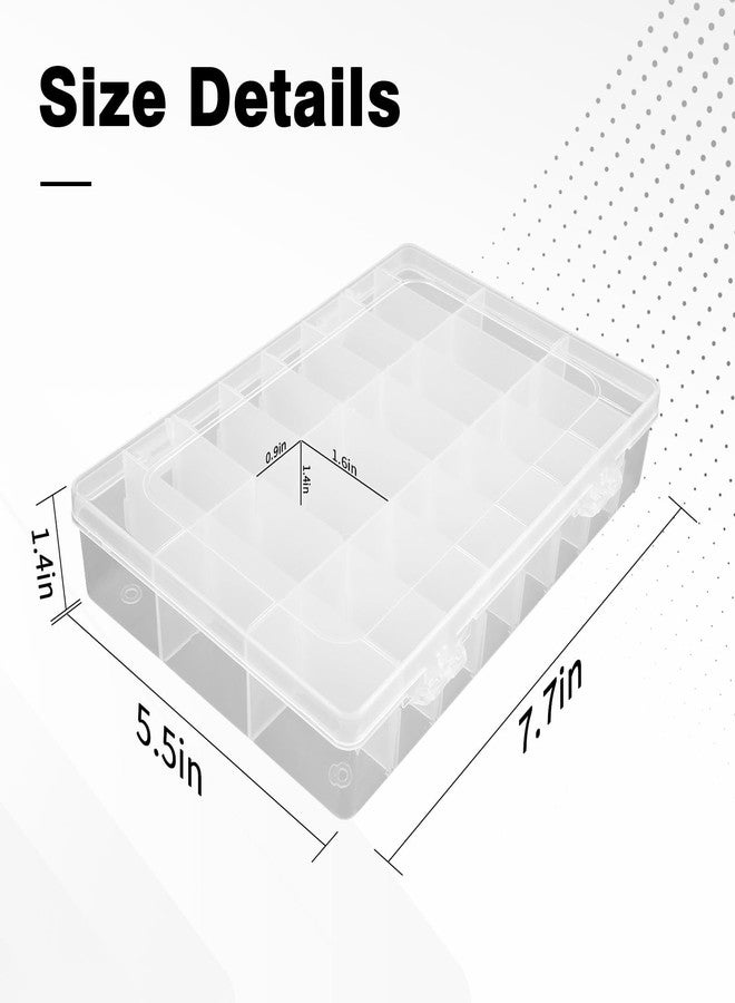 OALCQ 24 Grids Plastic Organizer Box With Dividers Clear Craft Storage Bead Organizer Box Earring Organizer Travel Pill Organizer Jewelry Organizer Storage Boxes Screw Seed Small Parts Organizer Hair Tie - Image 3
